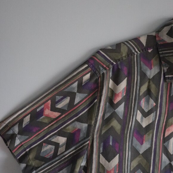 Tommy Bahama Mens Silk Lrg Island Zone Geometric Aloha Button Down Collared Top - Picture 3 of 12